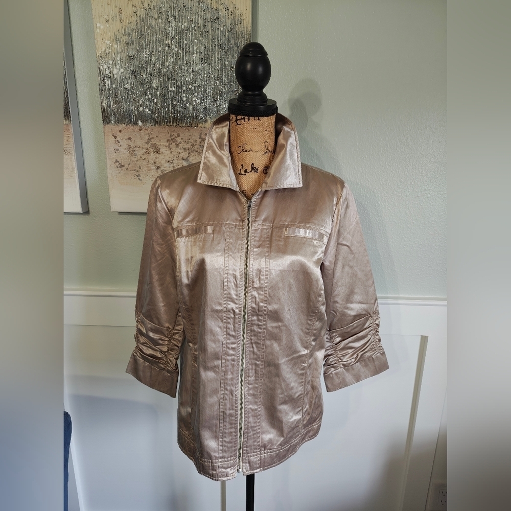 Chico's Metallic Gold 3/4 sleeve Jacket 2